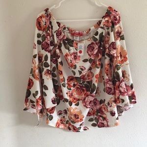 Floral off the shoulder top 
bell sleeves